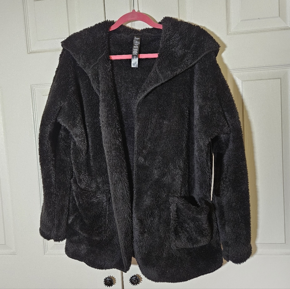 NWT VOGO -Teddy Fleece Hooded Open Front Cardigan